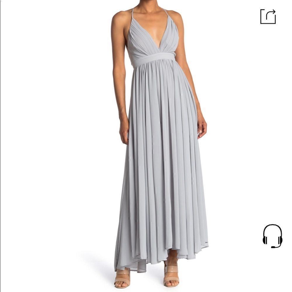 MEGHAN LA Garden Maxi Dress In Silver/grey XL
